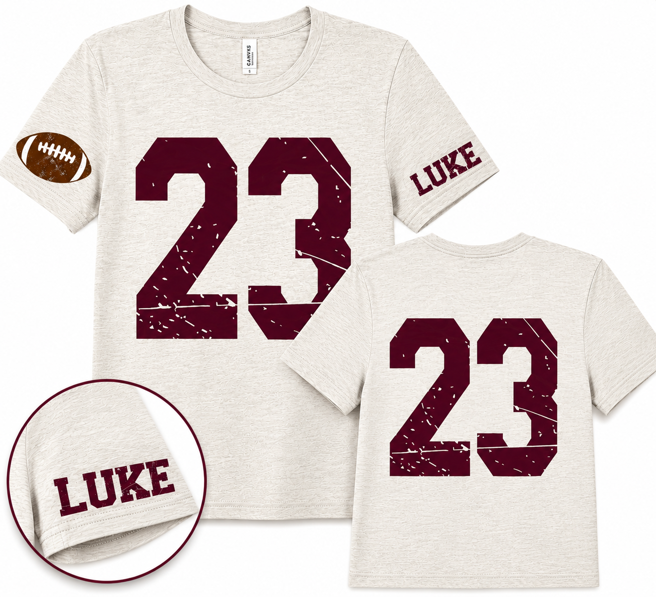 Custom Football Jersey Number T-Shirt β Personalized Canal Winchester Indians Football Spirit Wear Tee