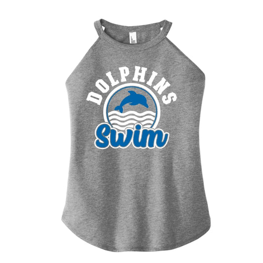 Adult Dolphins Swim Team Rocker Tank - Clothing
