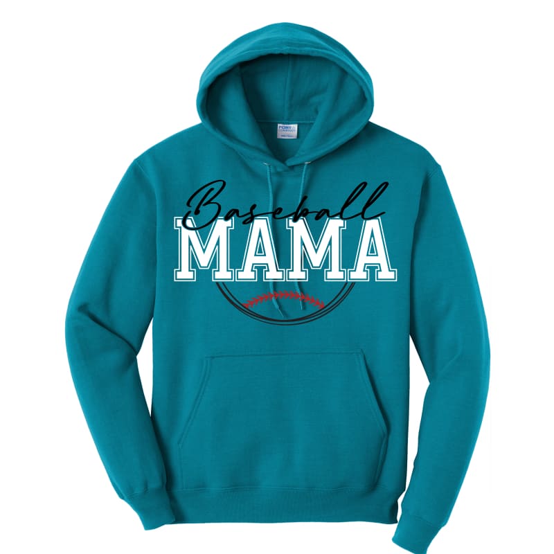 Baseball Mama Custom Sweatshirt Teal / Hoodie / Small