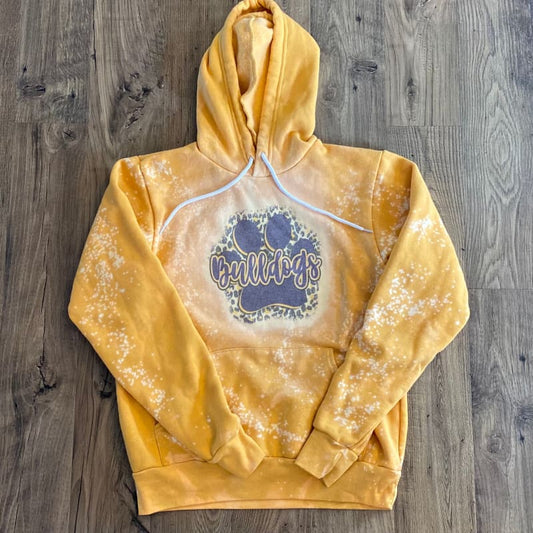 Bleached Paw Print Bulldogs Sweatshirt Hoodie - Small -