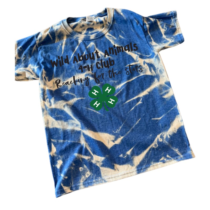 ✨ Blue Scrunch-Bleach “Wild About Animals” 4‑H Club Tee –