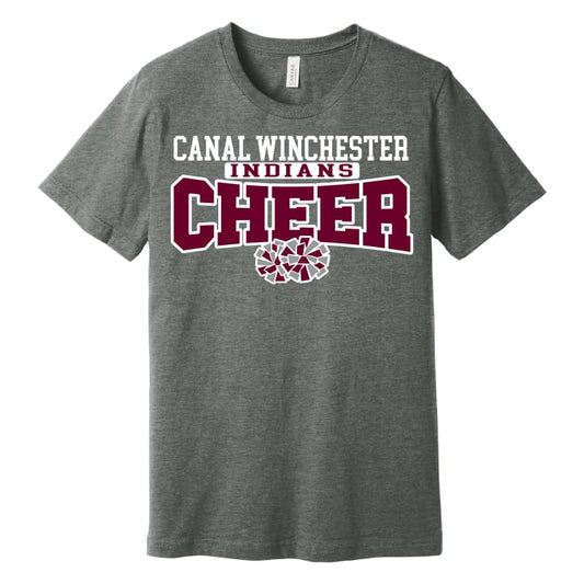 ๐ฃ Canal Winchester Indians Cheer โPom Pairโ Tee - Gray