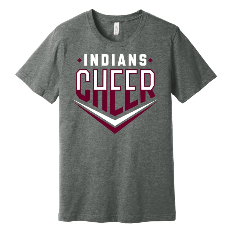 π£ Canal Winchester Indians βVβ Cheer Tee - Gray / Small