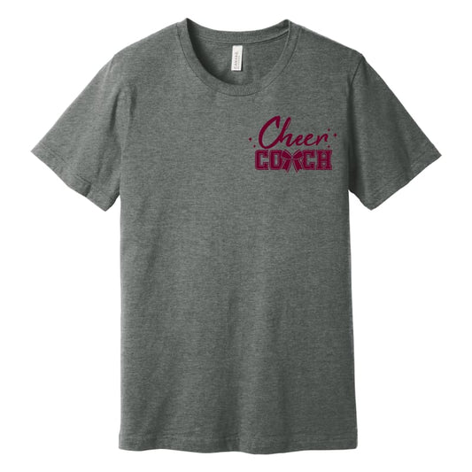 Cheer Coach Graphic Tee – Maroon & Grey - Grey / Small