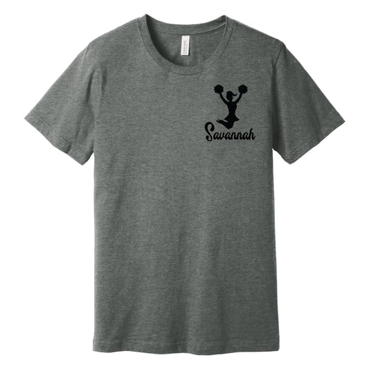 📣 Cheer Dad Flag Tee (Grey & Maroon) - Sand / Small / Short