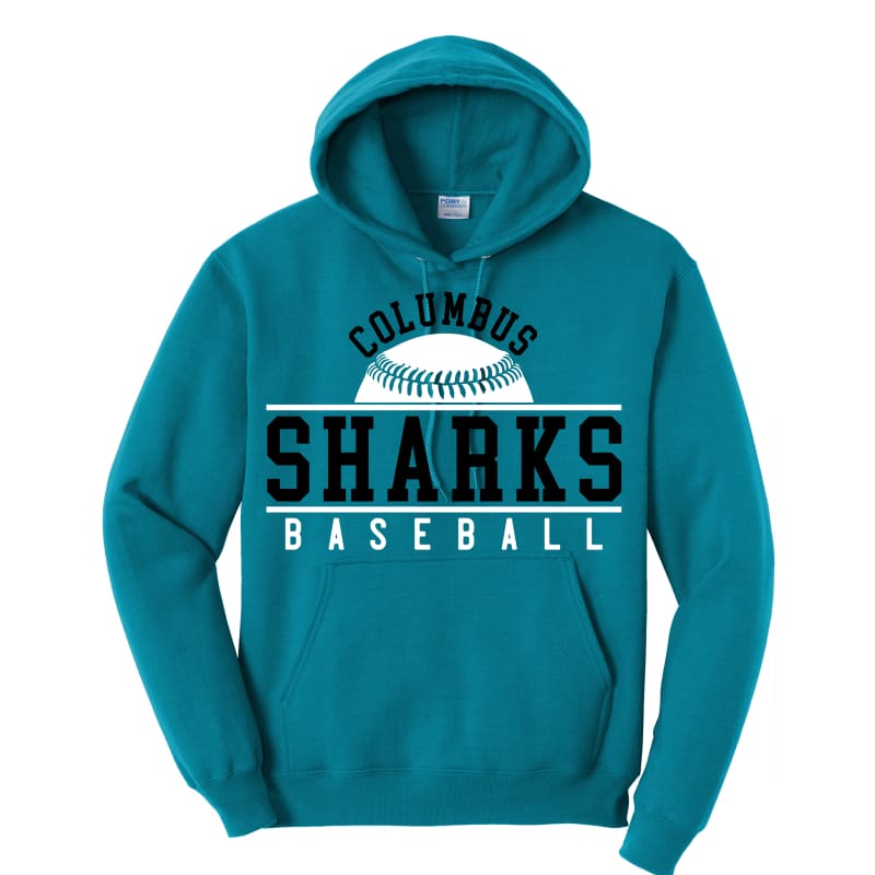Columbus Sharks Baseball Hoodie – Customizable Name &