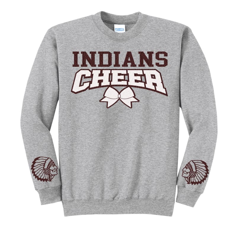 Custom Indians Cheer Glitter Sweatshirt with Name – Maroon