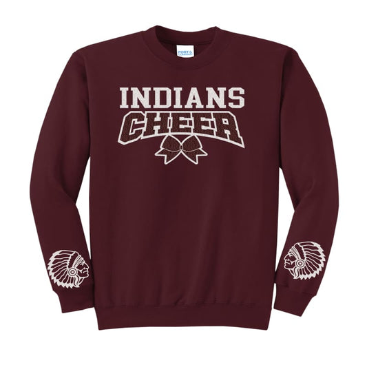 Custom Indians Cheer Glitter Sweatshirt with Name – Maroon