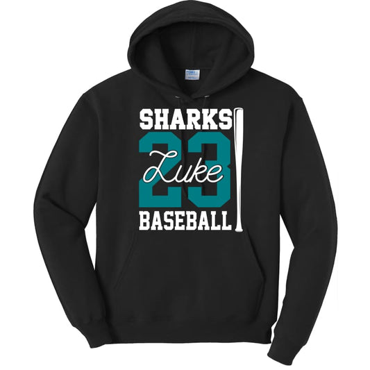 Custom Sharks Baseball Sweatshirt Black / Hoodie / Small