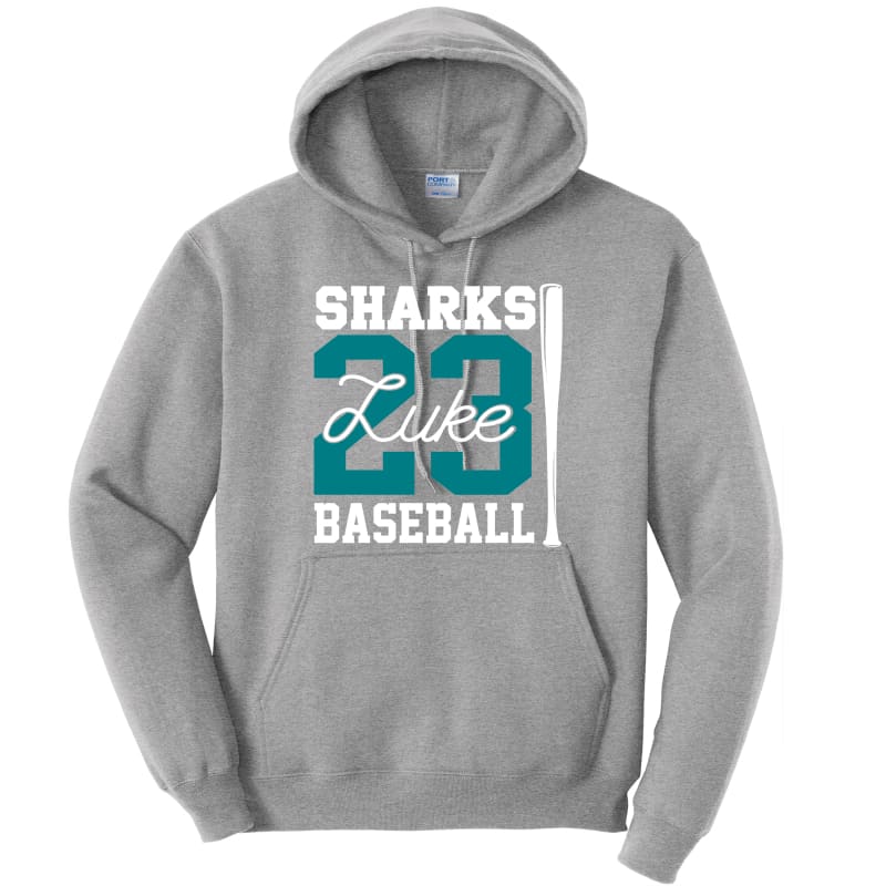 Custom Sharks Baseball Sweatshirt Grey / Hoodie / Small