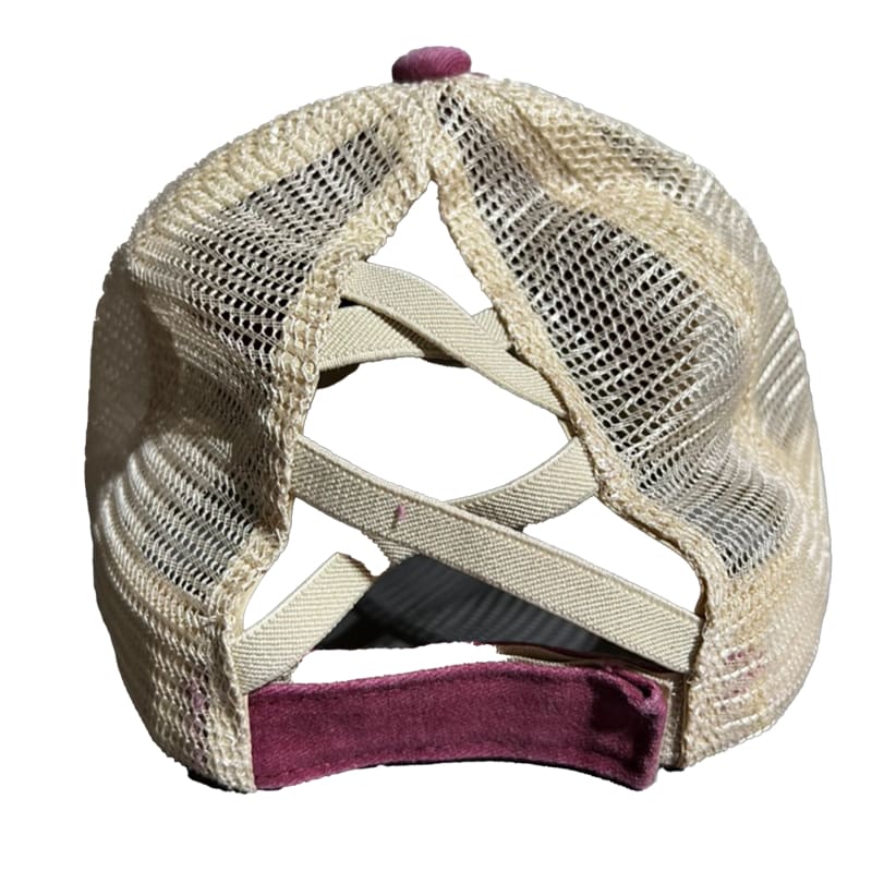 🌟 CWSC Ponytail Trucker Hat – Maroon & Mesh Team Cap