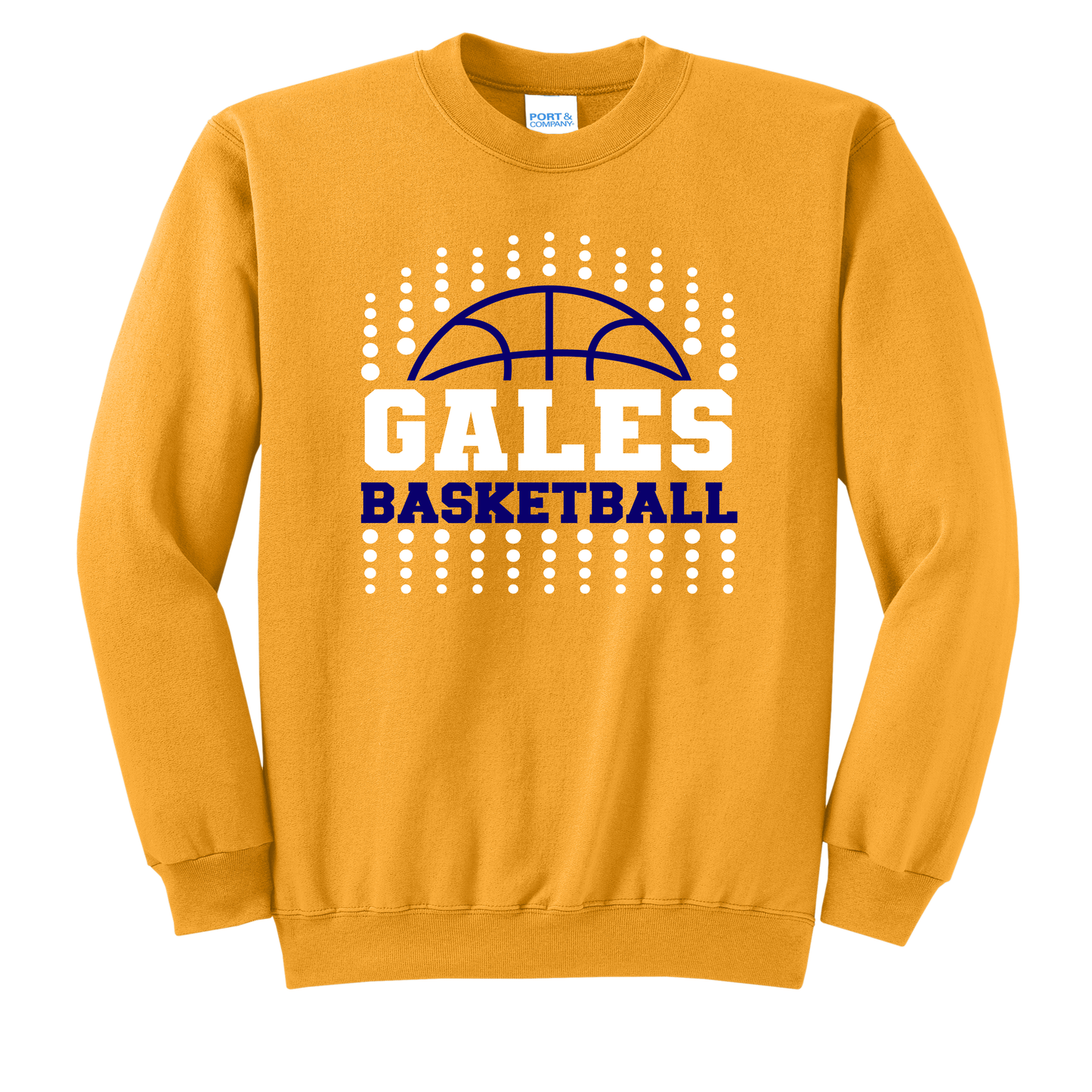 GALES Dots Gold Sweatshirt – Lancaster Gales Basketball Crewneck