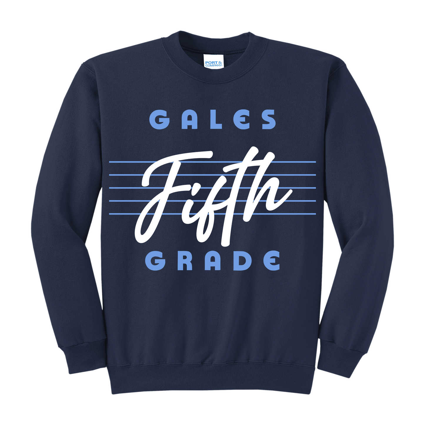 Gales First‑Fifth Grade Tee – Navy School Spirit Sweatshirt for Youth & Adult (YS–3XL)