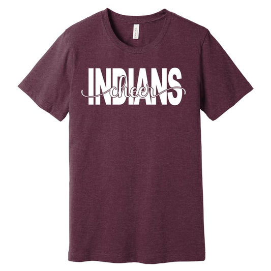 🔥 INDIANS Cheer Spirit Tee – Maroon or Black | Local Team