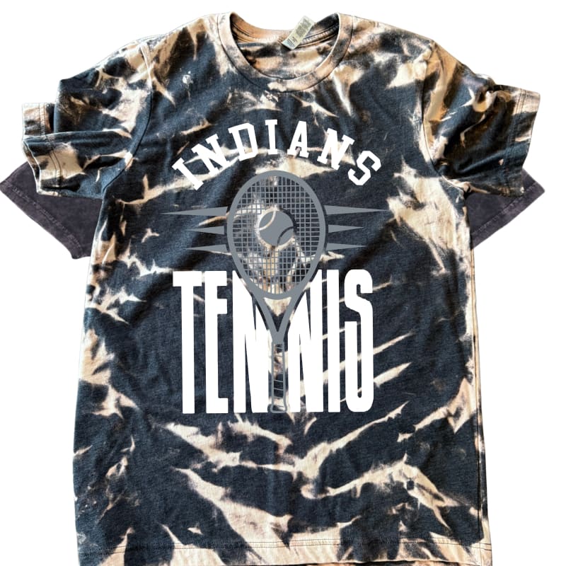 Indians Tennis Scrunch Tee β Maroon & Grey Tie-Dye - Adult