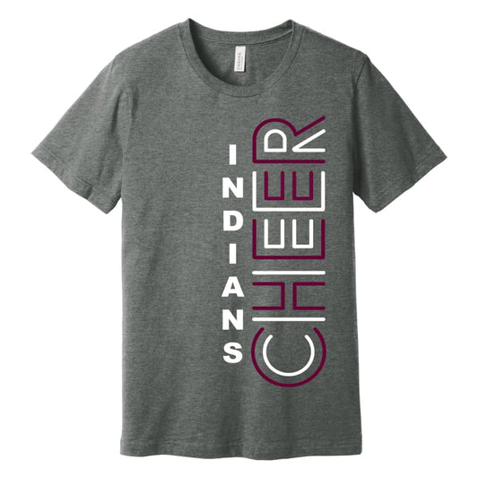 INDIANS Vertical Cheer Graphic Tee – Grey | Local