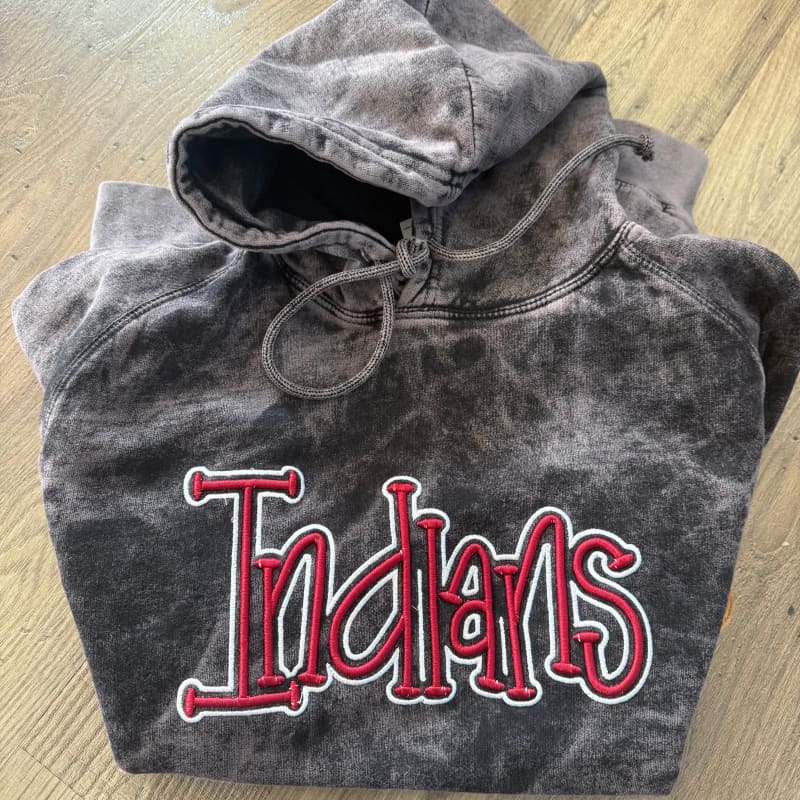 Indians Vintage Puff Embroidery Hoodie – Cloud Black 🧥🔥