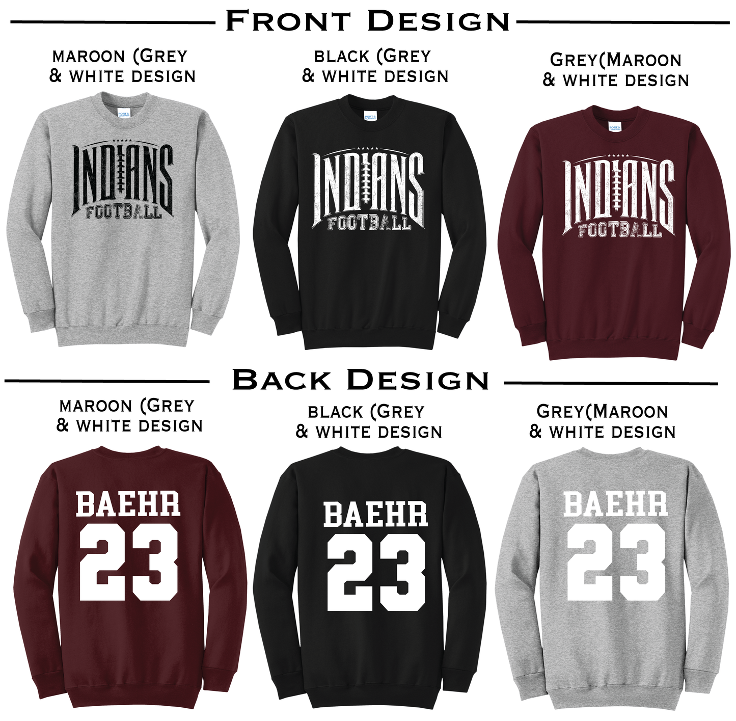 Distressed Indians Football Varsity Custom Sweatshirt