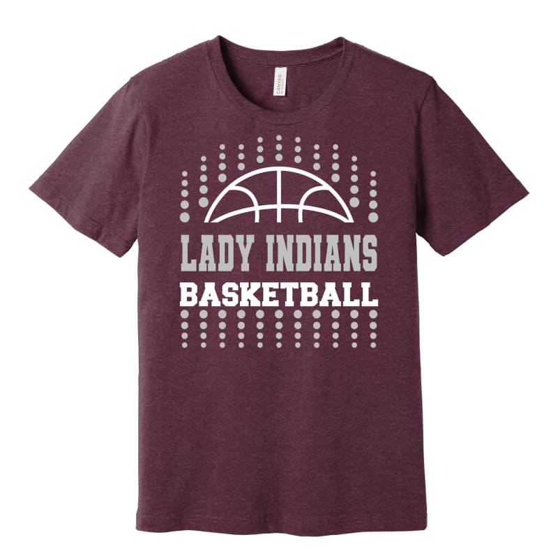Lady Indians Basketball Dots Tee β Canal Winchester - Small