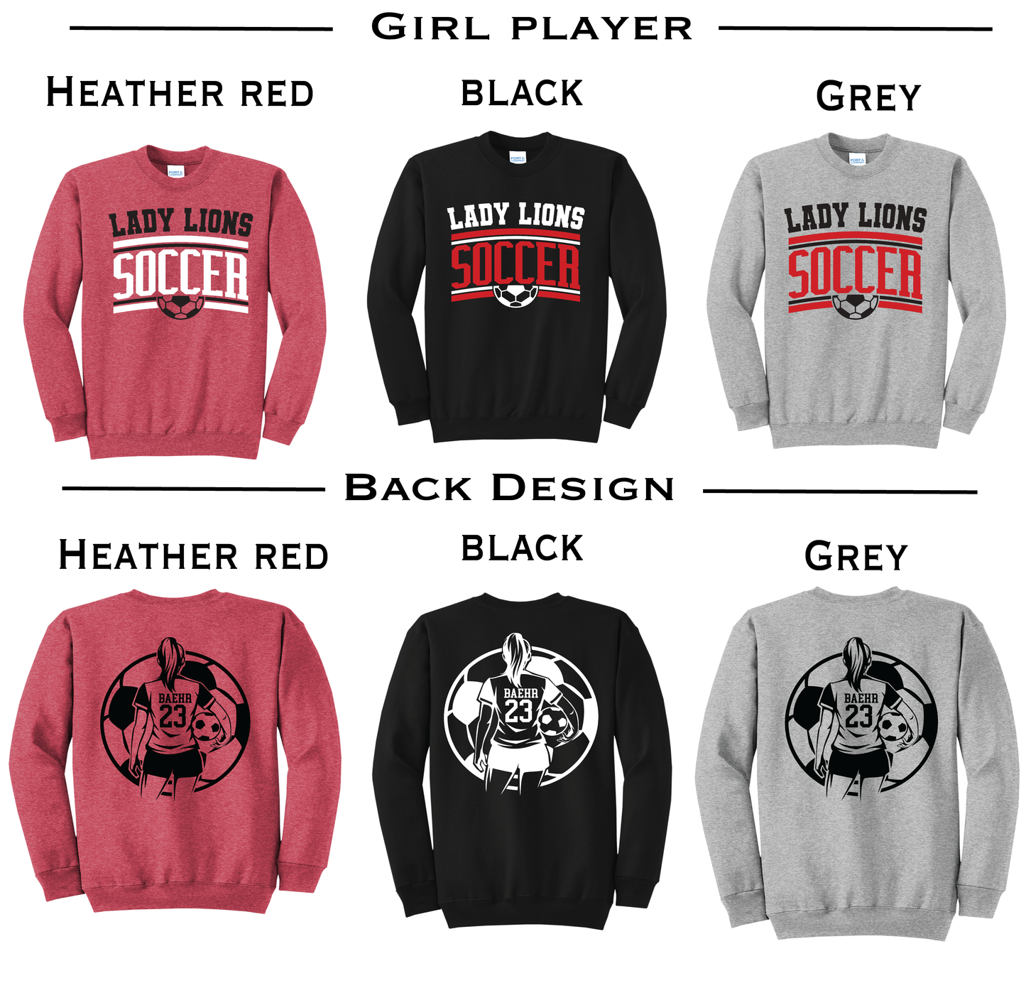 Liberty Union Lady Lions Soccer Personalized Sweatshirt