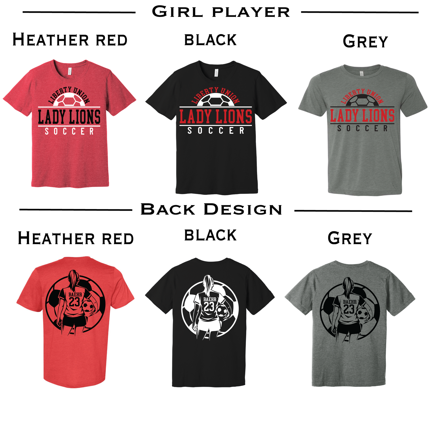 Liberty Union Lady Lions Soccer Custom Tee