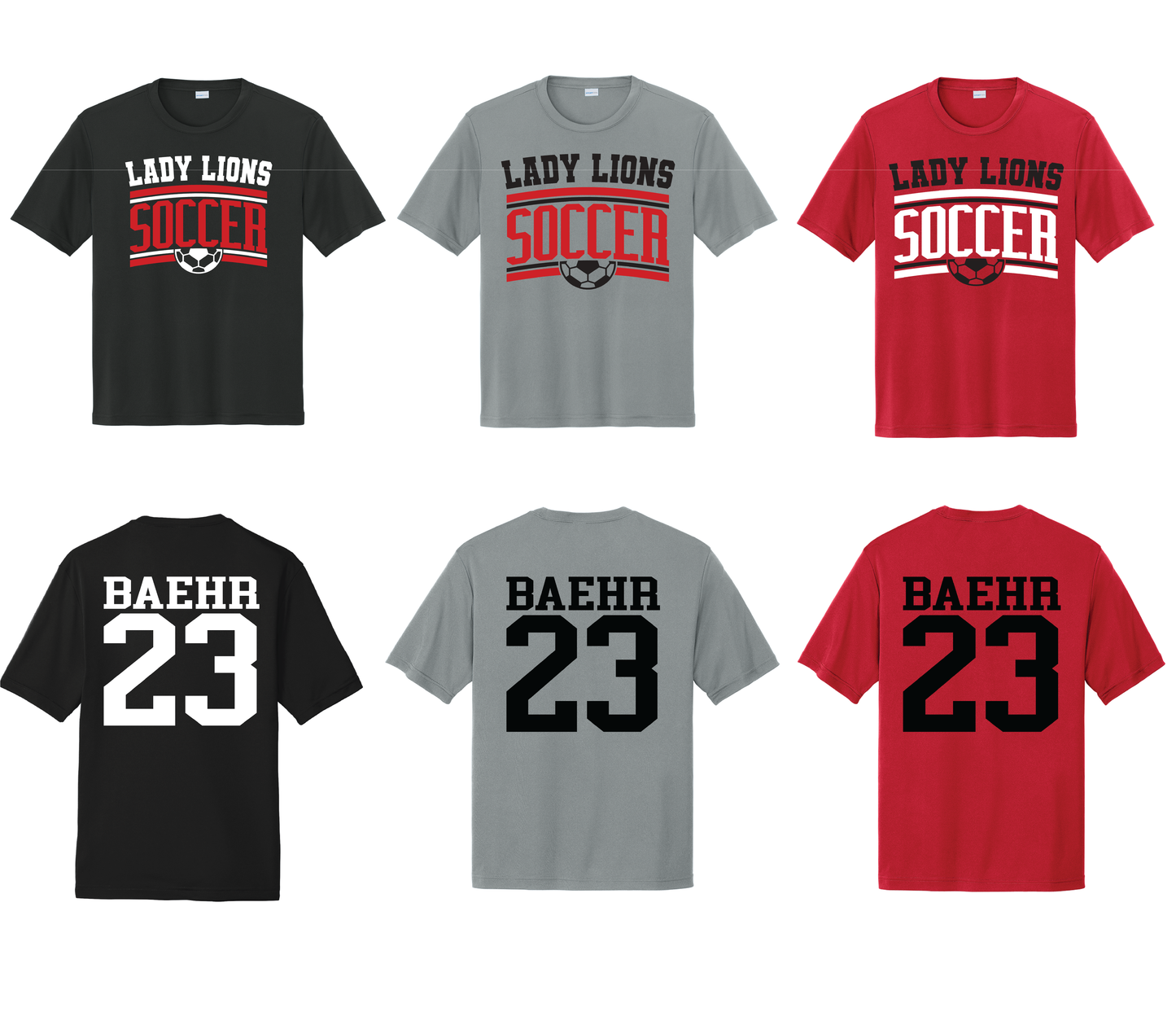 Liberty Union Lady Lions Soccer Personalized Performance Tee