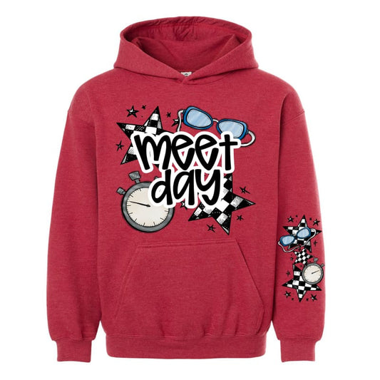 π Meet Day Red Hoodie β Custom Spiritwear for Swimmers Only