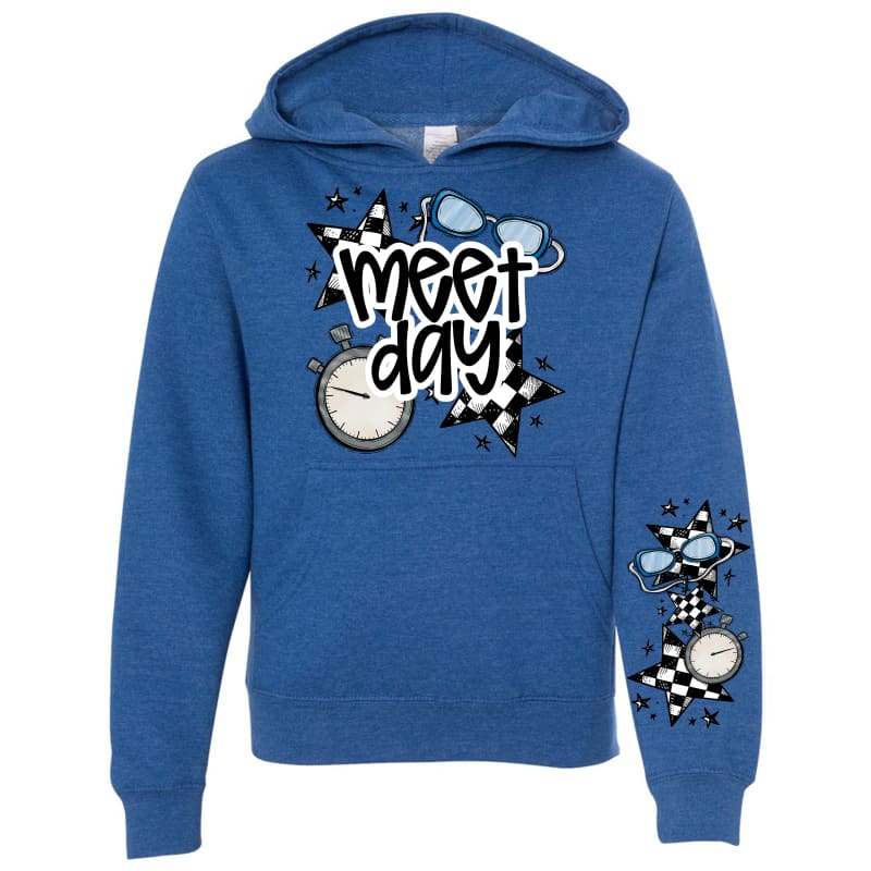 🔥 Meet Day Swim Hoodie – Blue Champion Edition 🏁⏱️