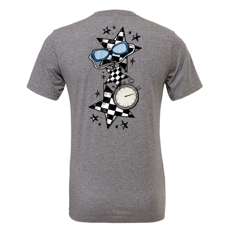 ⏱️ Meet Day Tee | Blue Swim Shirt with Stopwatch & Goggles