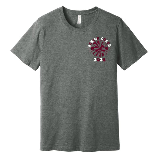 “My Last Cheer Season” Senior 2026 T‑Shirt – Maroon & Grey