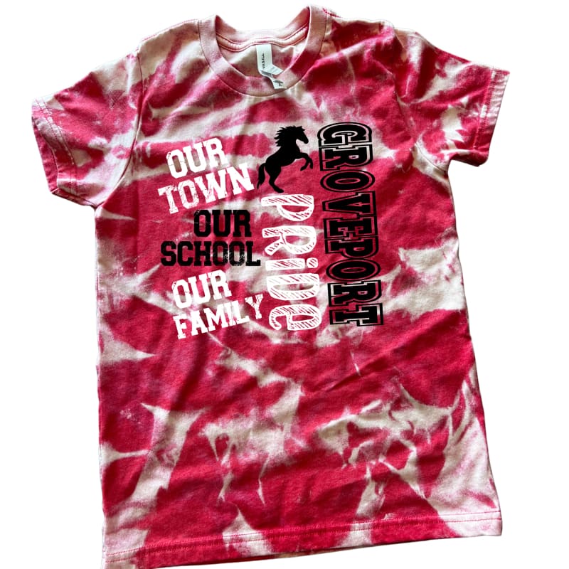 🔥 Our Town Hand‑Scrunched Red Spirit T-Shirt - Youth Small