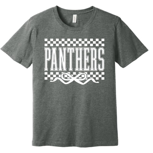 Panthers Bow Graphic Tee – Black & Grey - Small / Gray