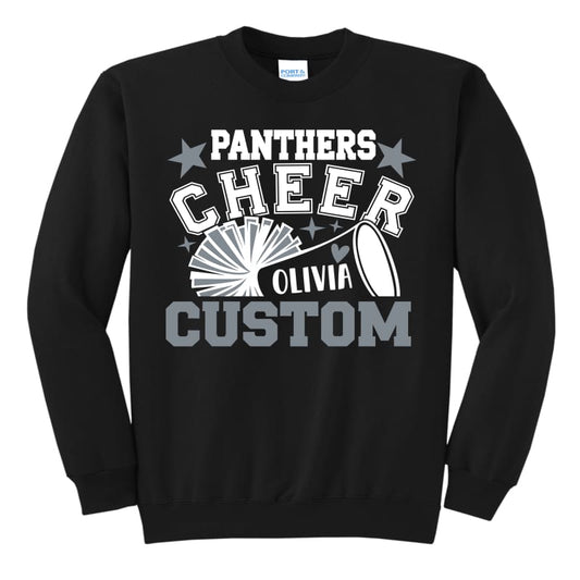 🏈 Panthers Cheer Custom Name Crewneck & Hoodie –