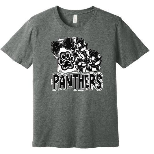 Panthers Megaphone & Pom Tee – Black & Grey | Pickerington