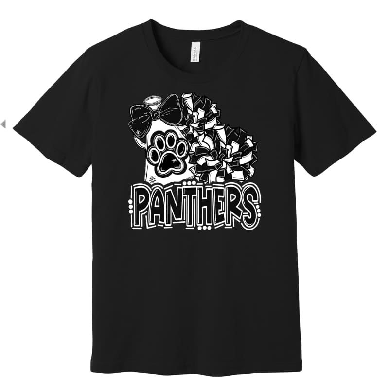 Panthers Megaphone & Pom Tee β Black & Grey | Pickerington