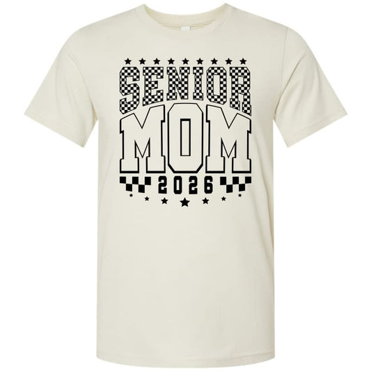 Senior Mom 2026 Checker Tee – Maroon & Cream (S–3XL) - Tan