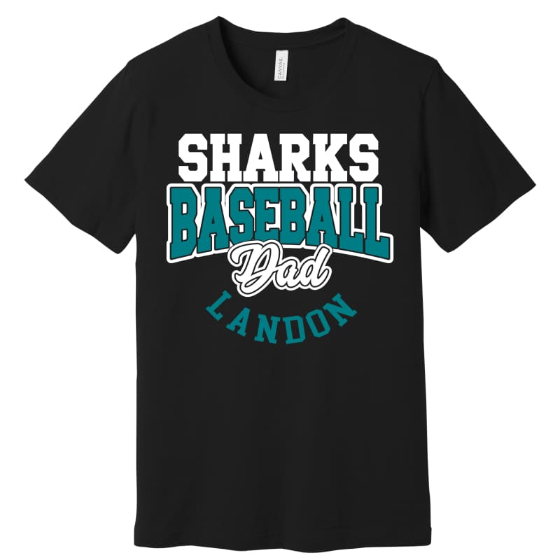 Sharks Baseball Dad Custom Tee – Personalized Fan Shirt