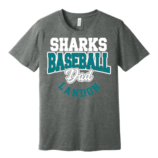 Sharks Baseball Dad Custom Tee – Personalized Fan Shirt