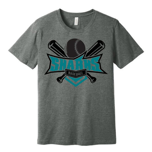 Sharks Baseball Tee – Customizable Fan Shirt - Small / Grey