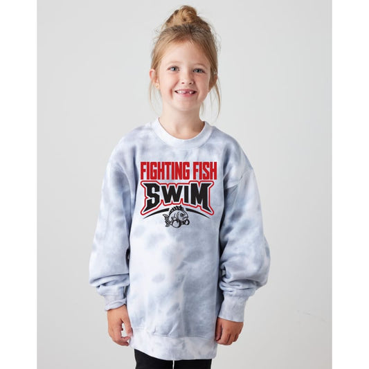 Smoke Grey Tie-Dye Fighting Fish Youth Sweatshirt