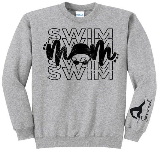 Swim Mom Custom Name Sweatshirt 👩👧👦🏊♀️ - Clothing
