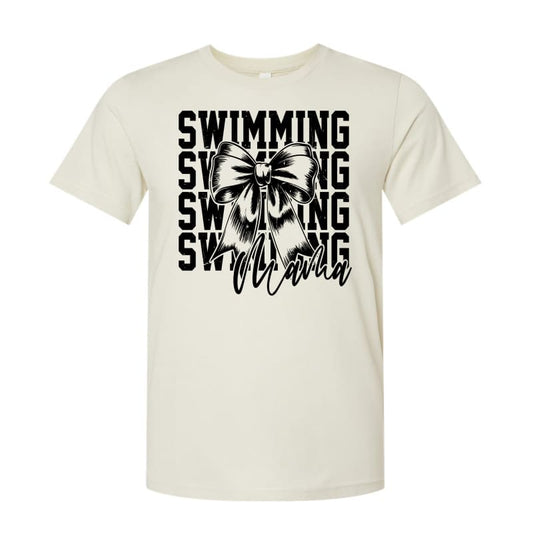 🎀 Swimming Mama Personalized Bow T-Shirt | Cheer Mom Tee