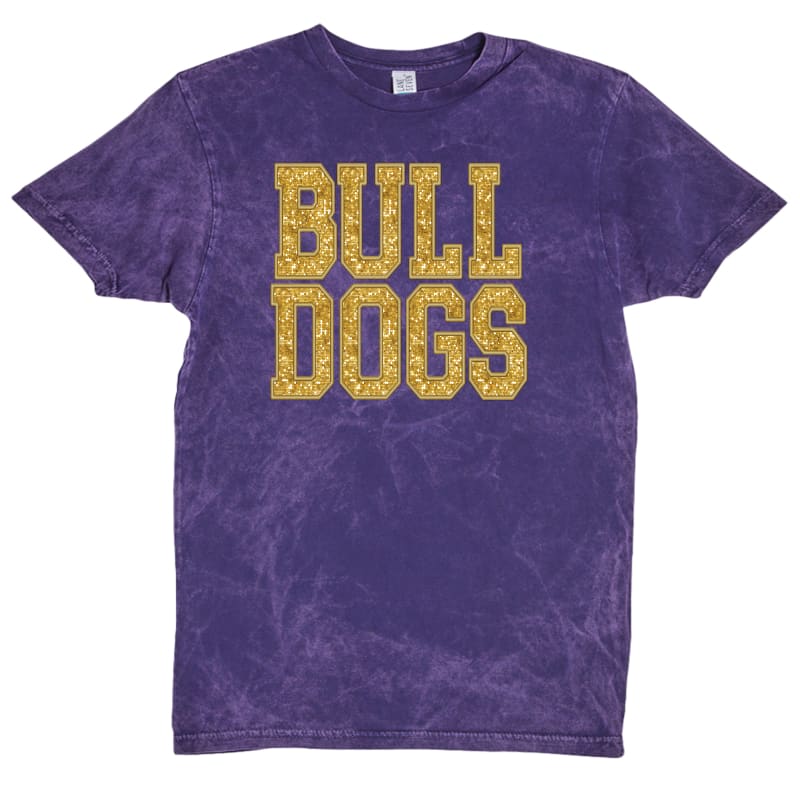 Vintage Purple Faux Sequin Bulldogs Tee or Hoodie - Clothing