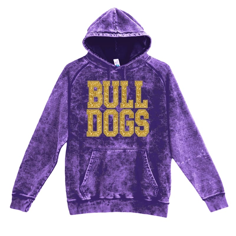 Vintage Purple Faux Sequin Bulldogs Tee or Hoodie - Clothing