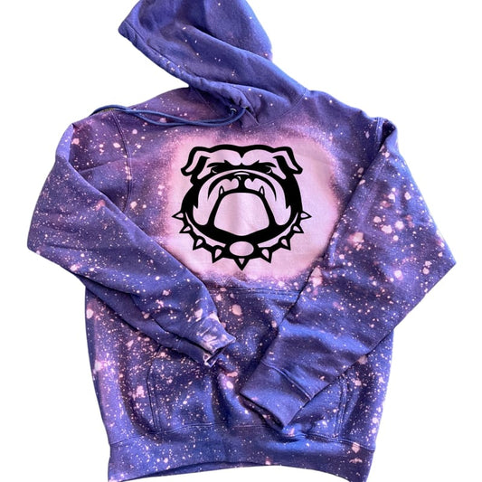 bleached bulldog head purple hoodie