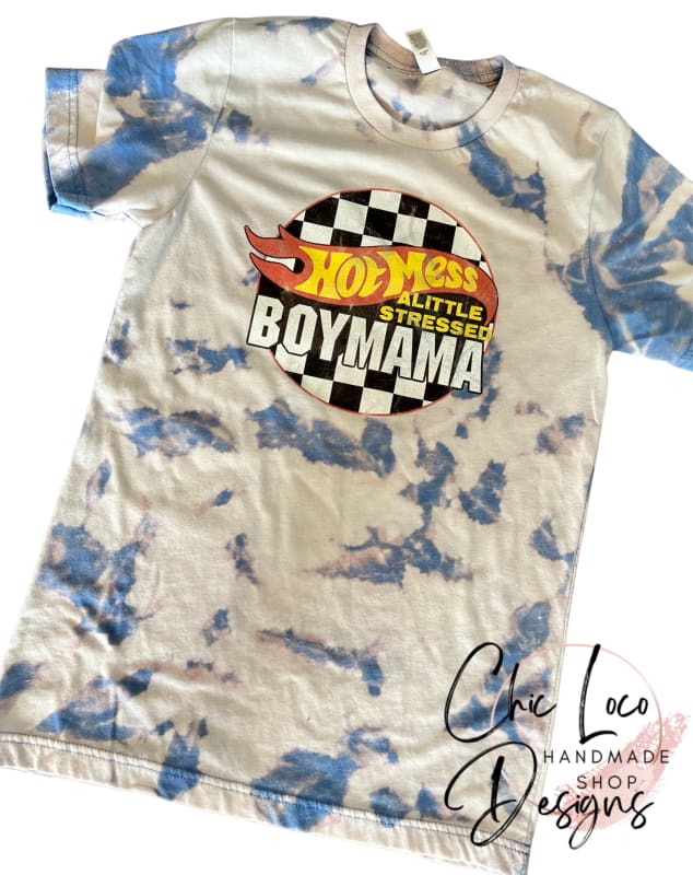 Bleached Hot Mess A Little Stressed Boy Mama Unisex Tee -