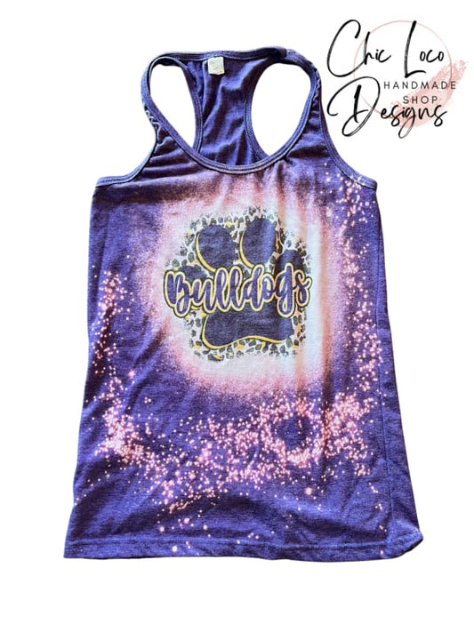 Bleached Purple Bulldogs Paw Print Tank - Small