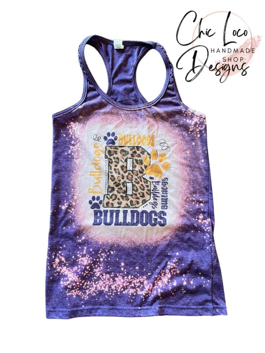 Bleached Purple Leopard Bulldogs Tank - Small