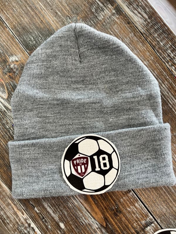 Custom Pride Soccer Number Beanie - Light Grey - Winter Hats