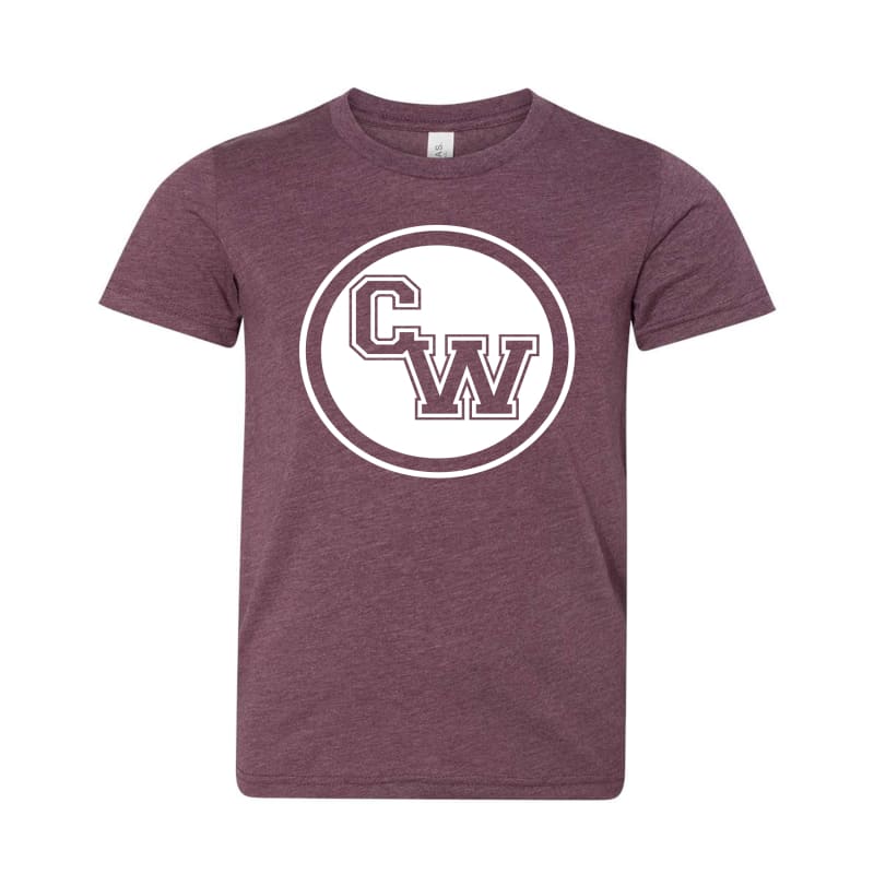 CW Youth Short Sleeve Tee - Small / Maroon - Clothing